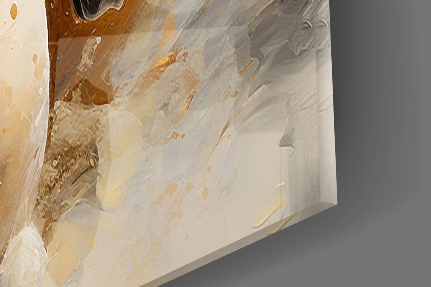 White Horse Gold Splatter Glass Wall Art
