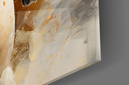 White Horse Gold Splatter Glass Wall Art