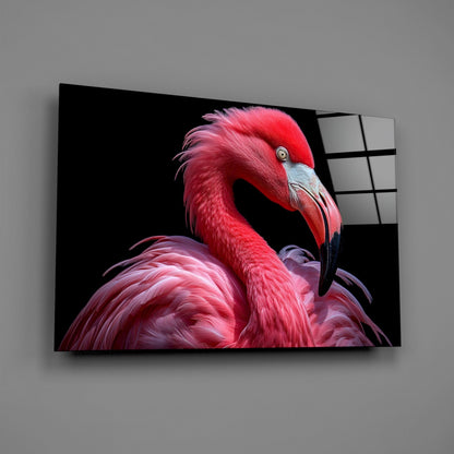 Vivid Pink Flamingo Portrait Glass Wall Art