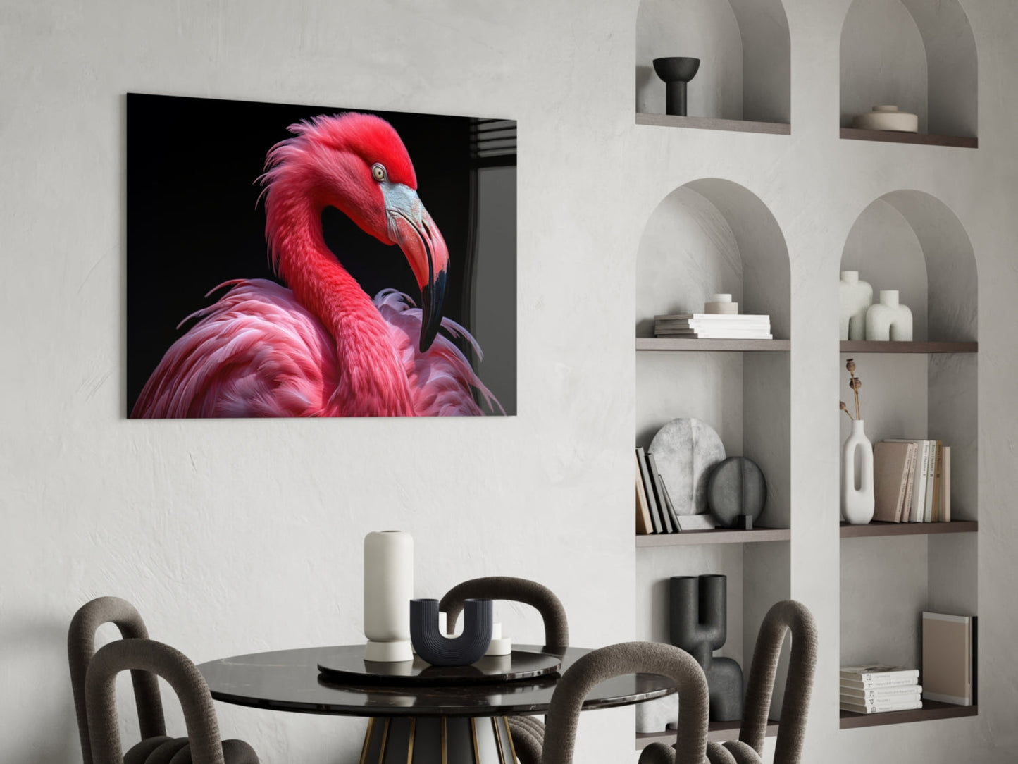 Vivid Pink Flamingo Portrait Glass Wall Art