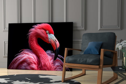 Vivid Pink Flamingo Portrait Glass Wall Art