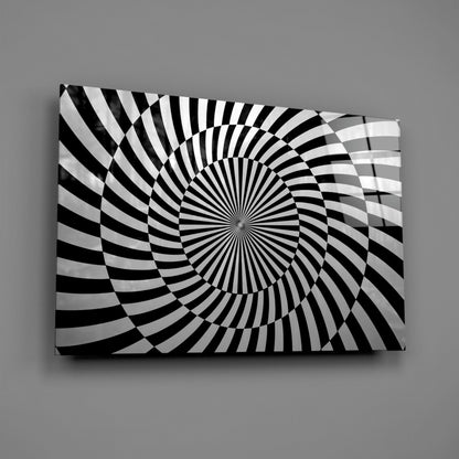 Black and White Optical Spiral Art Glass Wall Art