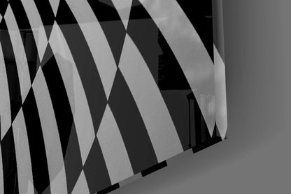 Black and White Optical Spiral Art Glass Wall Art