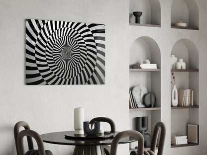 Black and White Optical Spiral Art Glass Wall Art