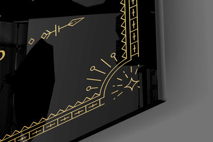 Gold Scorpion Zodiac Card on Black Glass Wall Art
