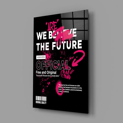 Pink Graffiti Slogan Black Typography Glass Wall Art