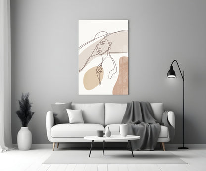 Sun Hat Woman Earring Line Glass Wall Art