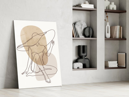 Seated Hat Woman Figure Glass Wall Art