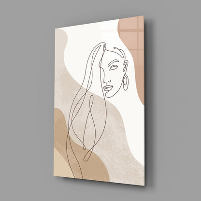Flowing Hair Woman Face Glass Wall Art