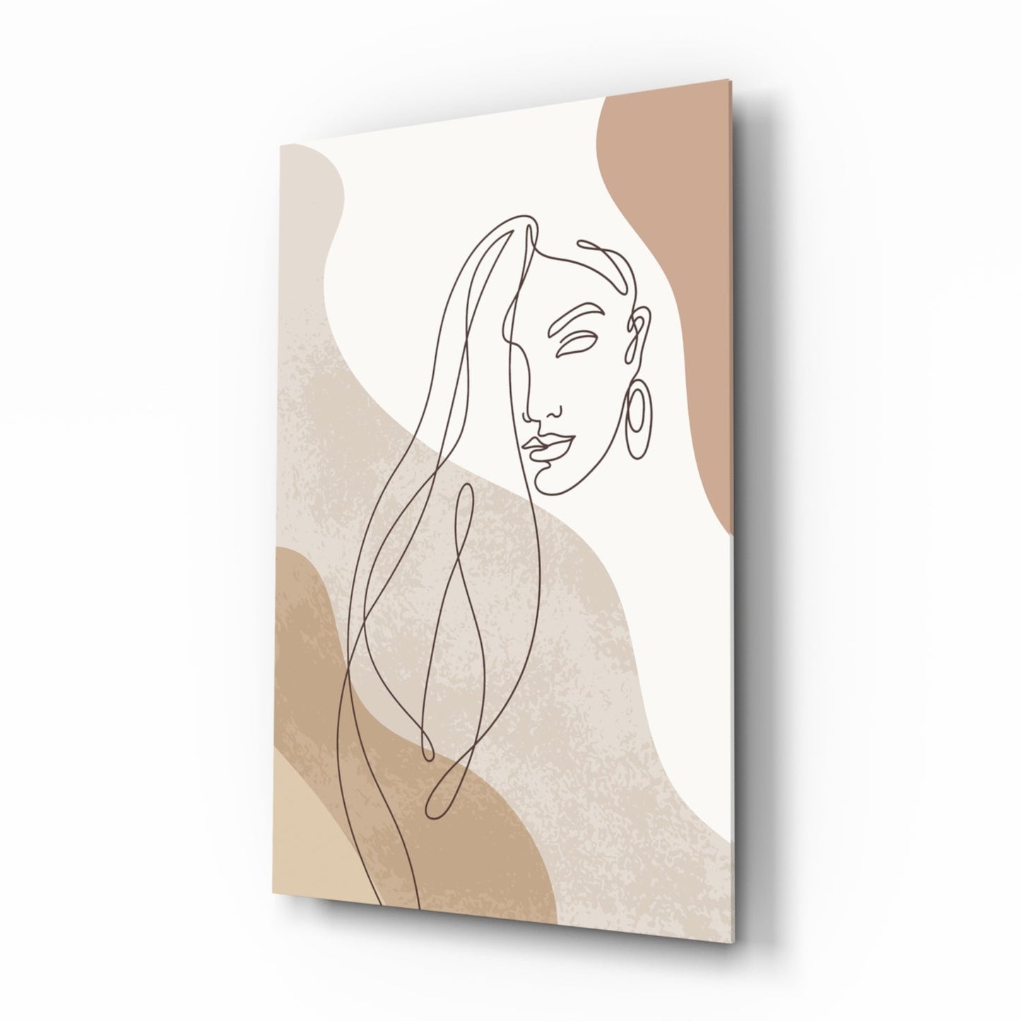 Flowing Hair Woman Face Glass Wall Art