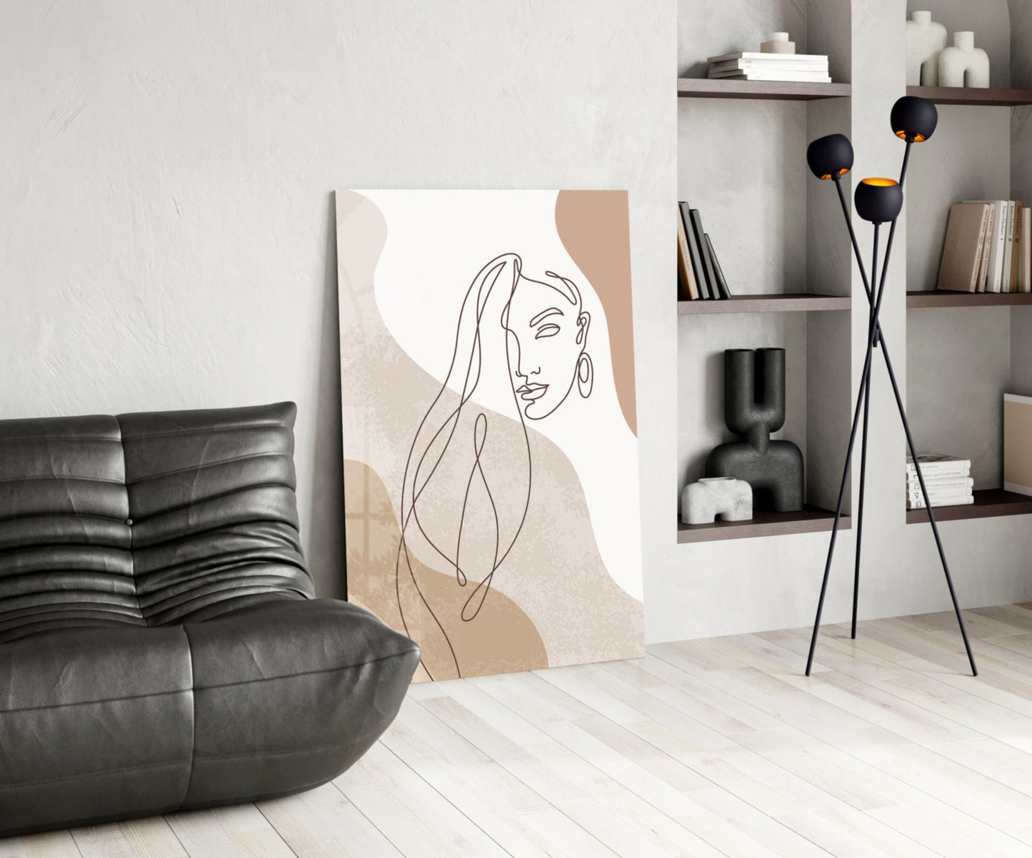 Flowing Hair Woman Face Glass Wall Art