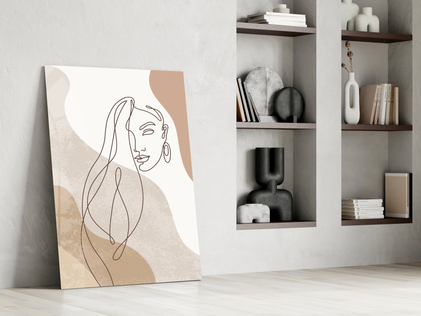 Flowing Hair Woman Face Glass Wall Art