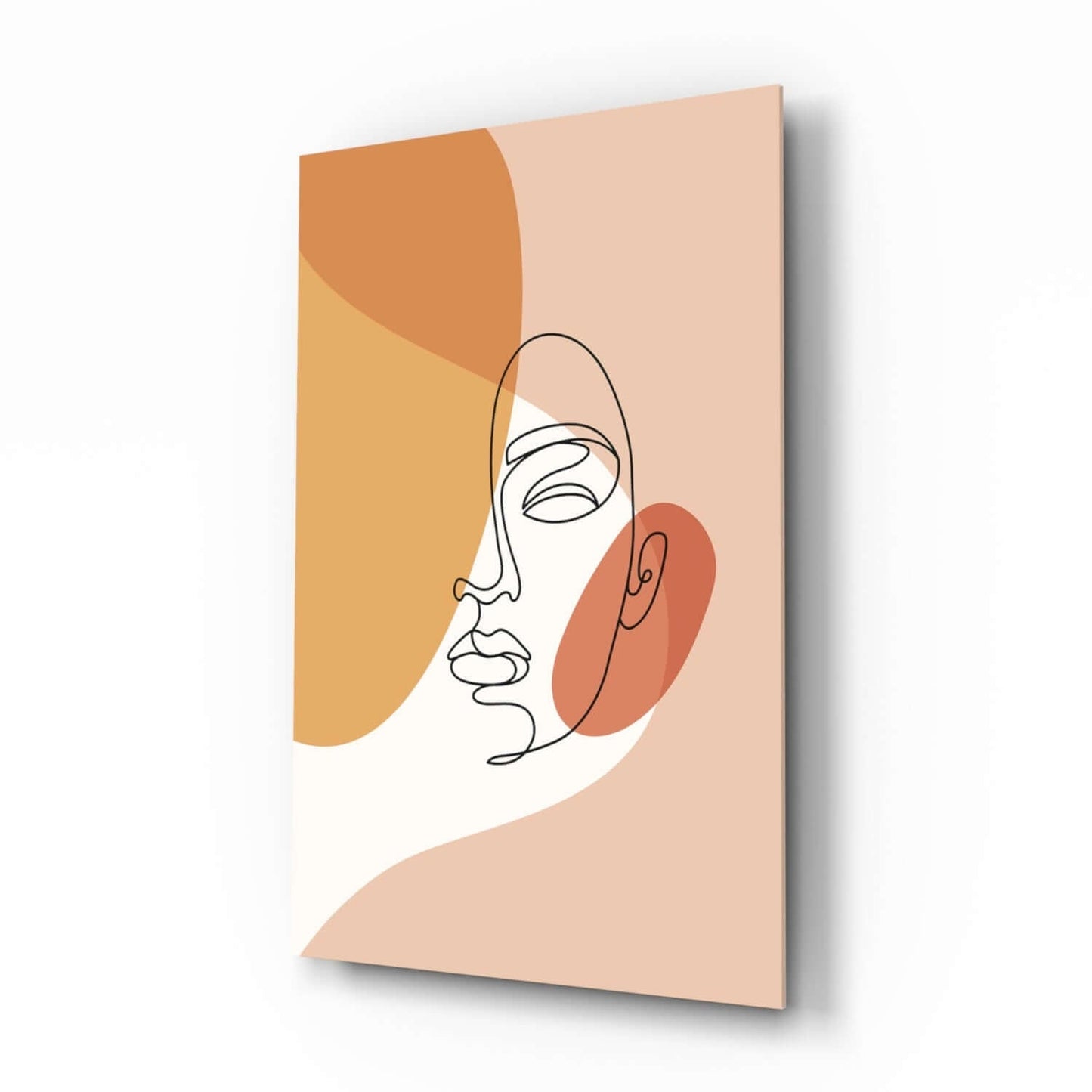 Tilted Face Peach Abstract Glass Wall Art