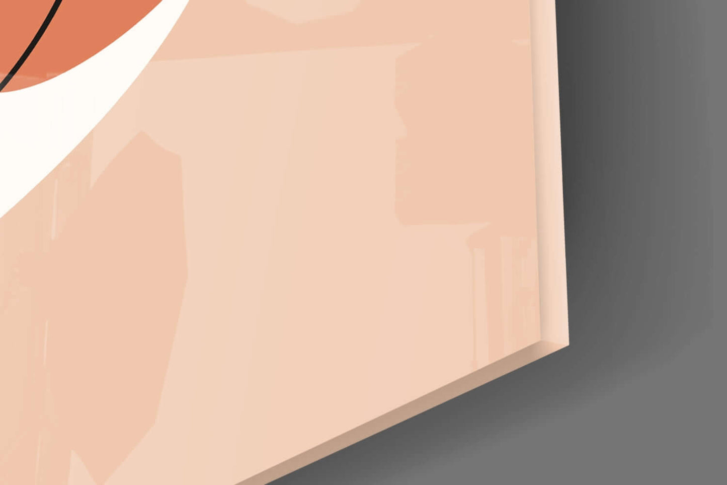 Tilted Face Peach Abstract Glass Wall Art