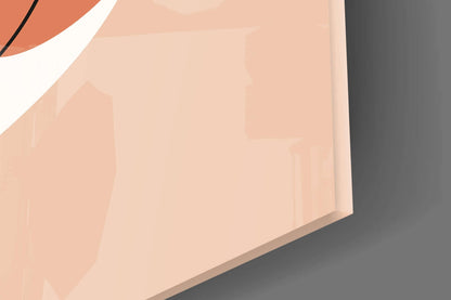 Tilted Face Peach Abstract Glass Wall Art