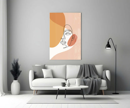 Tilted Face Peach Abstract Glass Wall Art