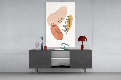 Abstract Face Organic Shapes Glass Wall Art