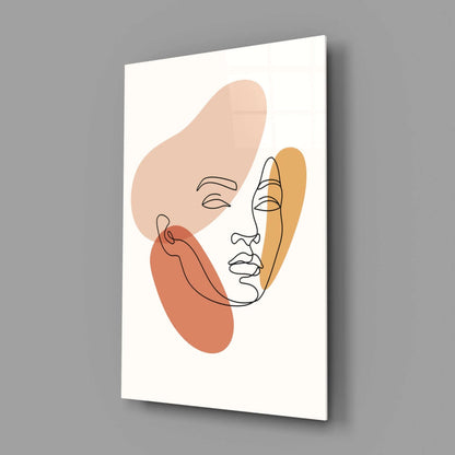 Abstract Face Organic Shapes Glass Wall Art
