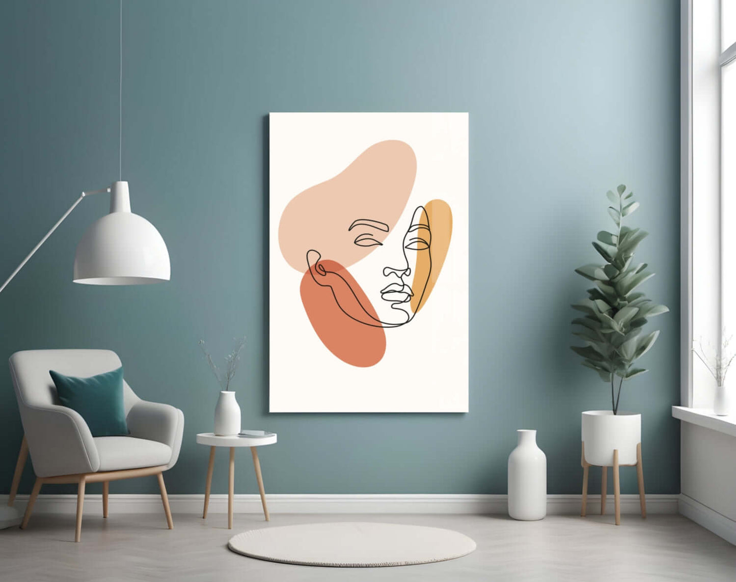 Abstract Face Organic Shapes Glass Wall Art