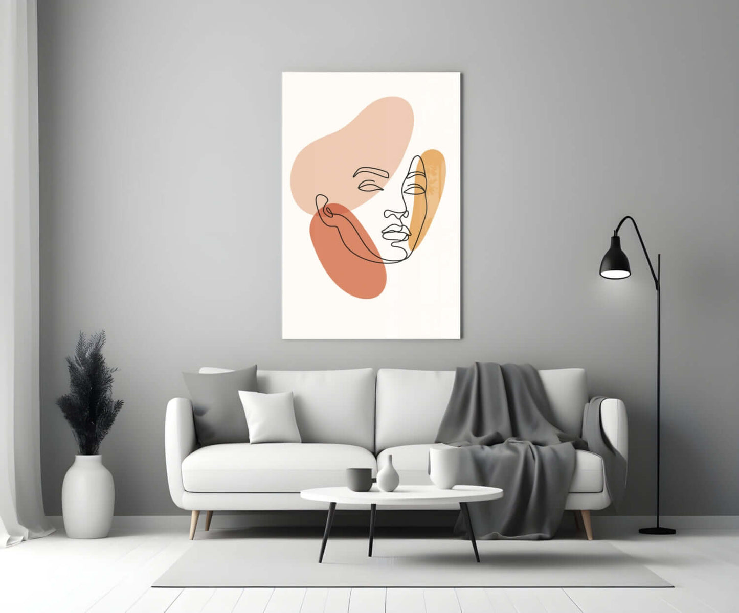 Abstract Face Organic Shapes Glass Wall Art