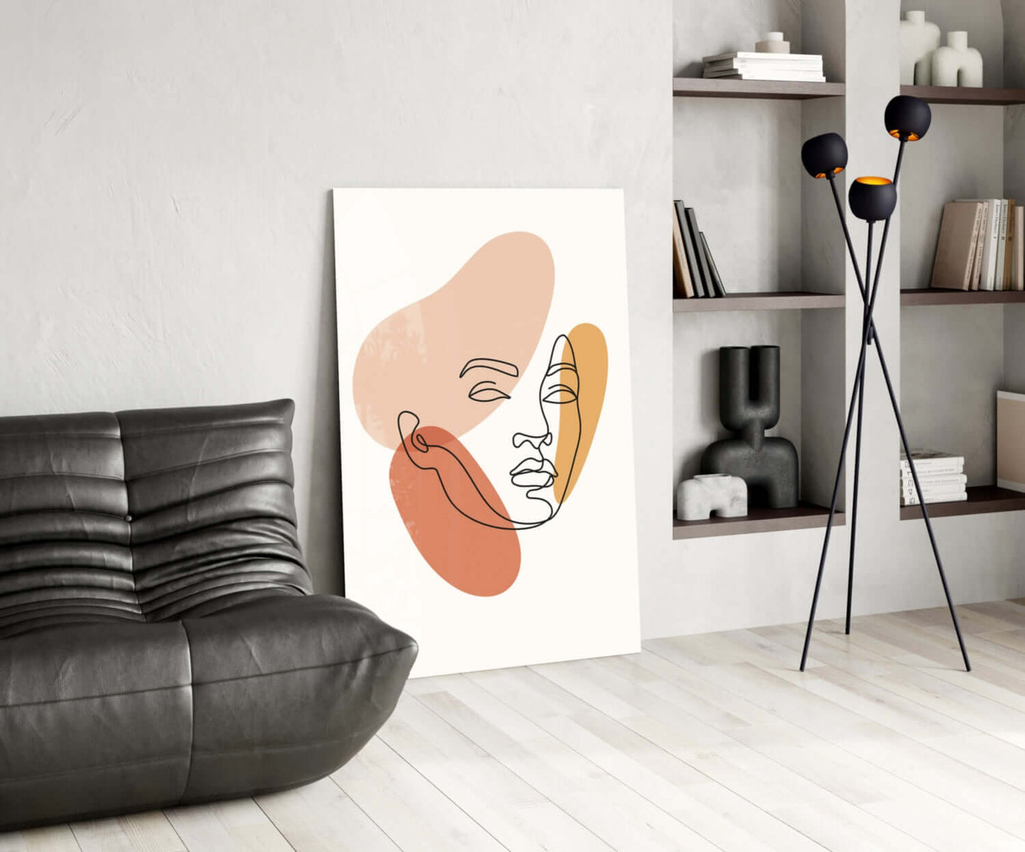 Abstract Face Organic Shapes Glass Wall Art