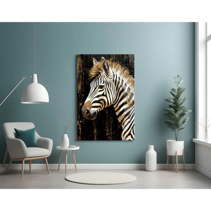 Stunning Golden Zebra Wall Art with Metallic Shimmer | Contemporary Home Wall Art | vintageantiquesgifts.com