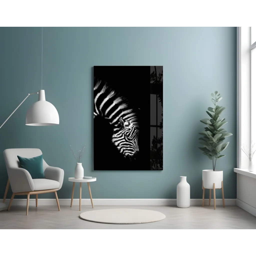 Stunning Zebra Glass Wall Art Canvas with Bold Stripes | Contemporary Home Wall Art | vintageantiquesgifts.com