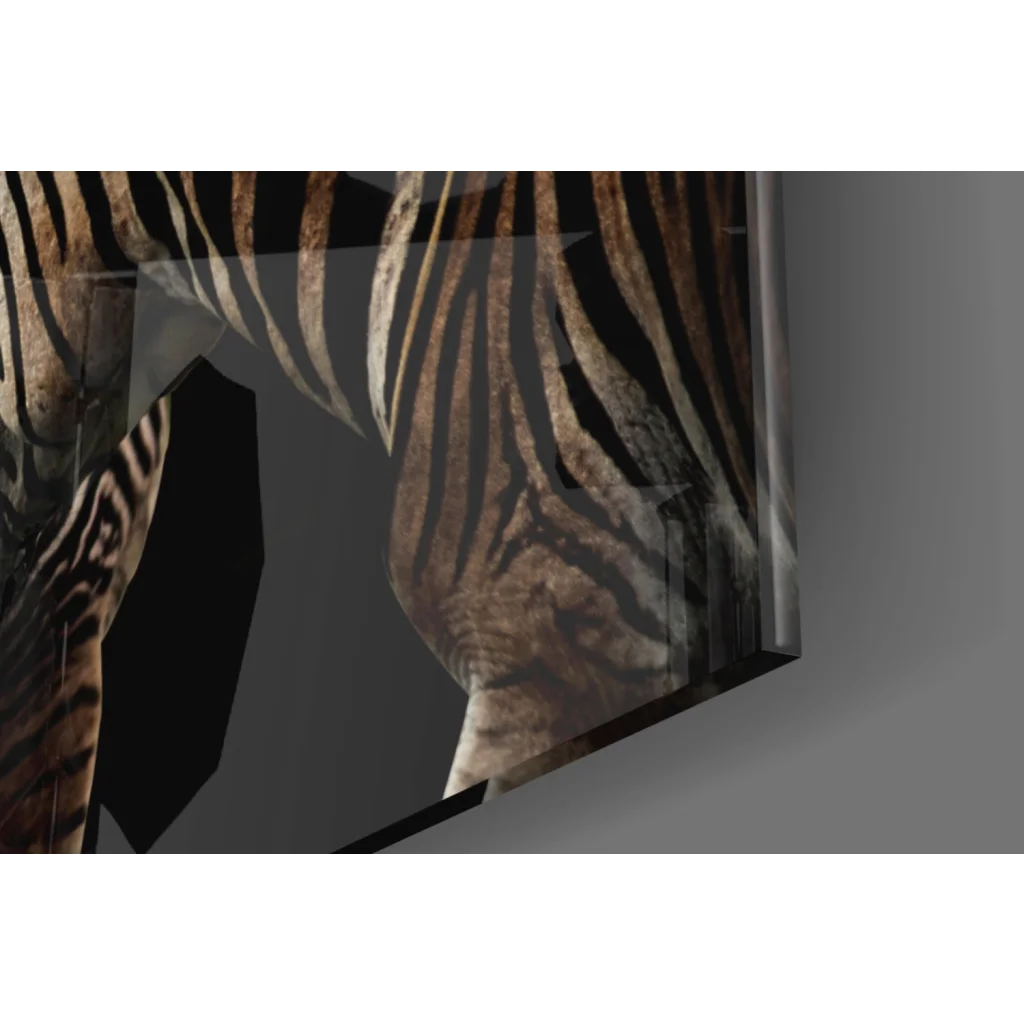 Stunning zebra glass wall art with bold black and white stripes