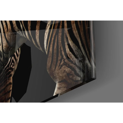 Stunning zebra glass wall art with bold black and white stripes