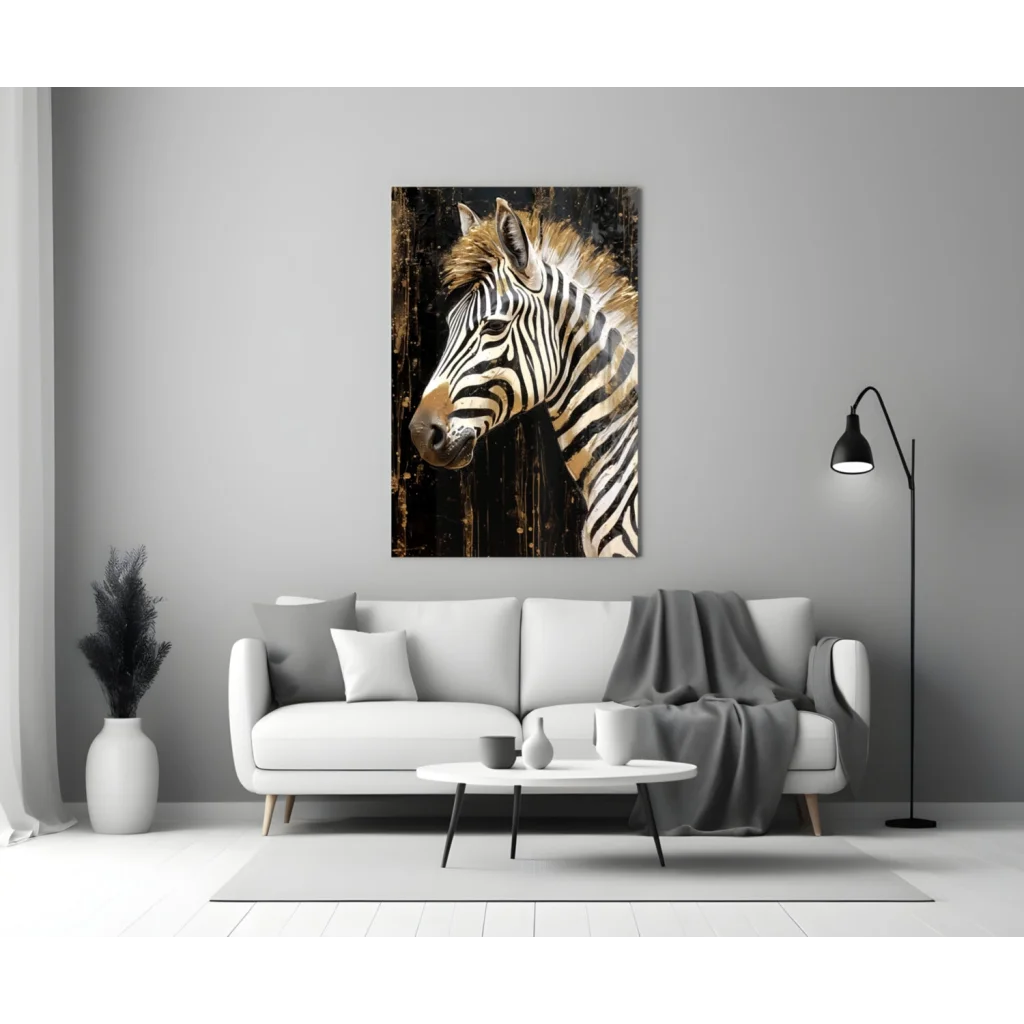 Stunning Golden Zebra Wall Art with Metallic Shimmer | Modern Wall Art Decor | vintageantiquesgifts.com