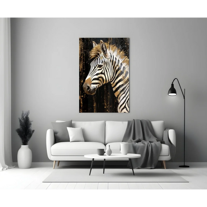 Stunning Golden Zebra Wall Art with Metallic Shimmer | Modern Wall Art Decor | vintageantiquesgifts.com