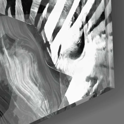 Stunning Zebra Glass Wall Art with Bold Abstract Stripes | Glass Wall Art Print | vintageantiquesgifts.com