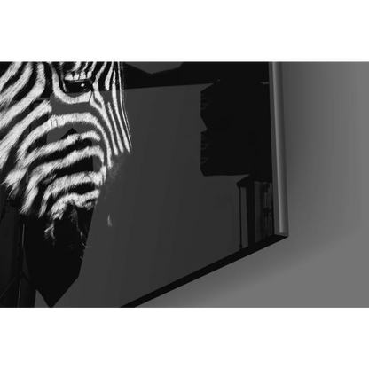 Stunning zebra glass wall art canvas with bold black-and-white stripes