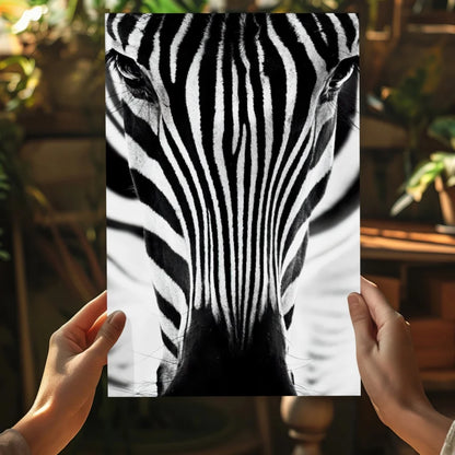 Striking zebra eye insigne aluminum print on canvas
