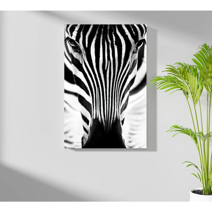 Striking zebra eye on insigne aluminum print for bold walls