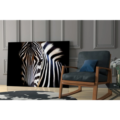 Bold striped zebra glass art on tempered glass in modern interior