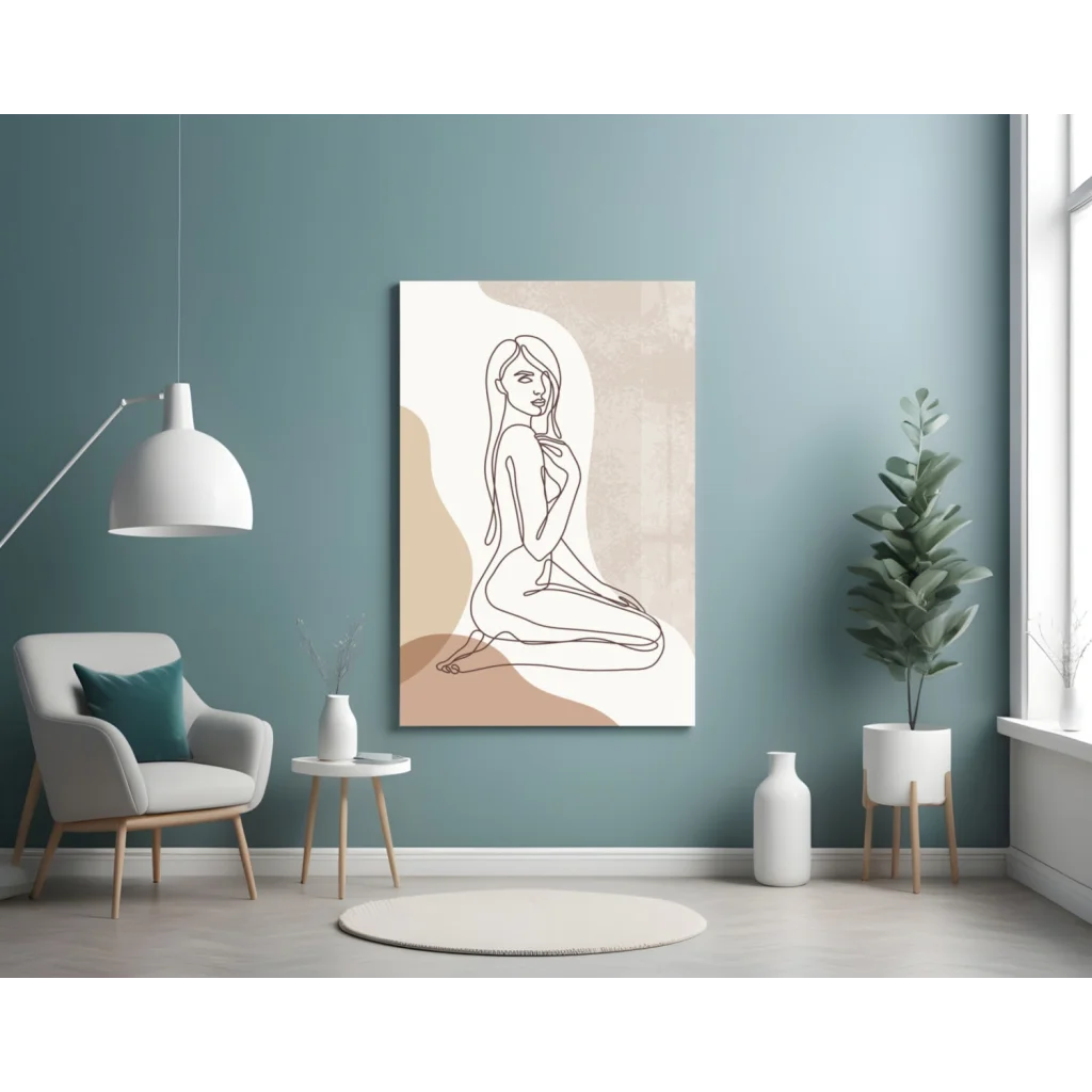 Beige and brown minimalist zen lotus yoga wall art print