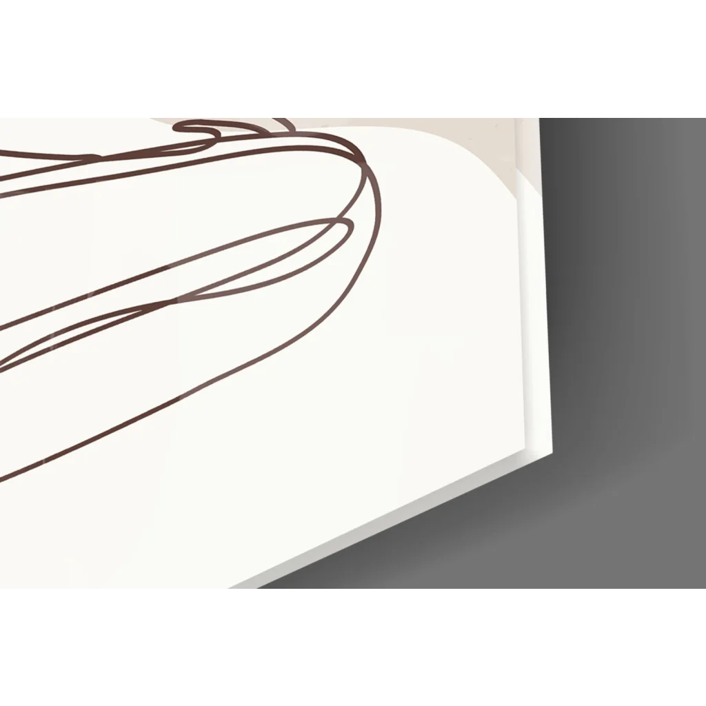 Zen Lotus beige black abstract line wall art print