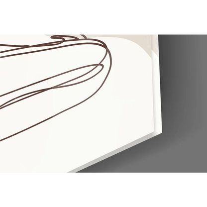 Zen Lotus beige black abstract line wall art print