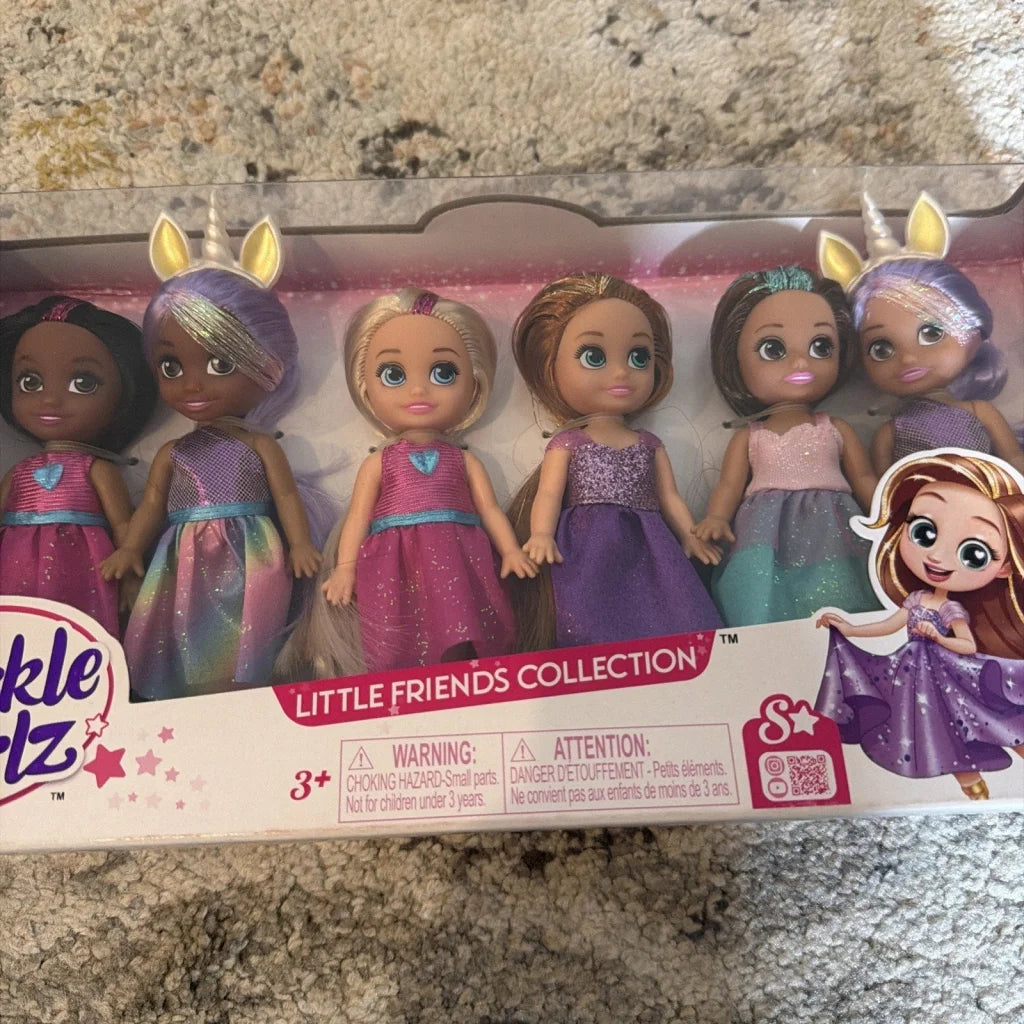 Zuru Sparkle Girlz Little Friends 6 dolls in glittery unicorn dresses