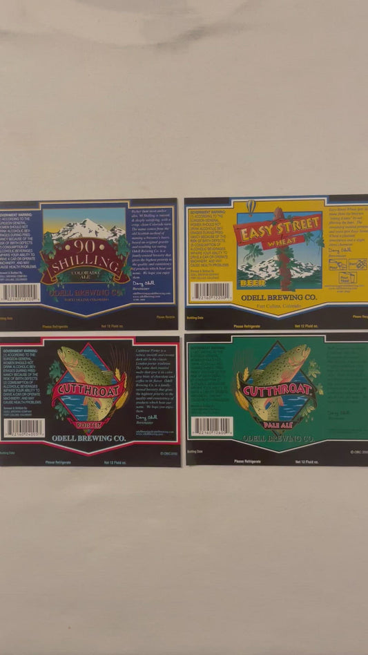 Retro Odell Brewing Co Beer Label Set 90 Shilling Easy Street Wheat Cutthroat Porter Pale Ale Fort Collins Colorado 🍺
