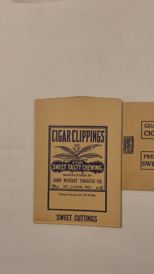 Vintage John Weisert Tobacco Co 🍃 Cigar Clippings Chewing Bag St. Louis MO 1930s–40s NOS