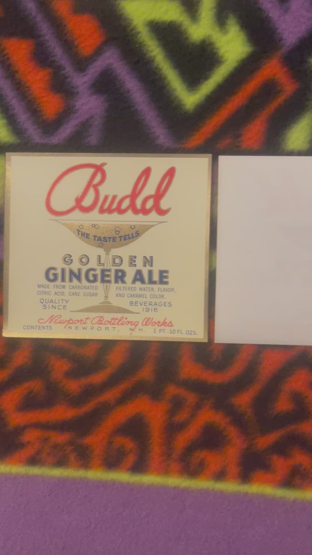 Antique Vintage Budd Ginger Ale Label, Newport, NH 1920s, Highly Collectible! Vintage Advertisements Home page Vintage and Antique Gifts
