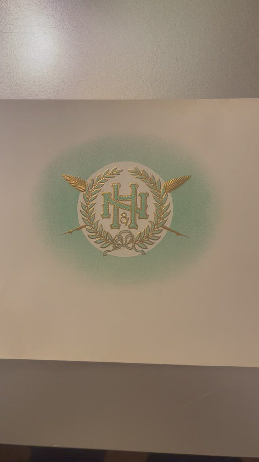 Antique N&H Embossed Cigar Label 🌿 Gold Foil Lithograph Laurel Wreath Monogram Collectible American Made
