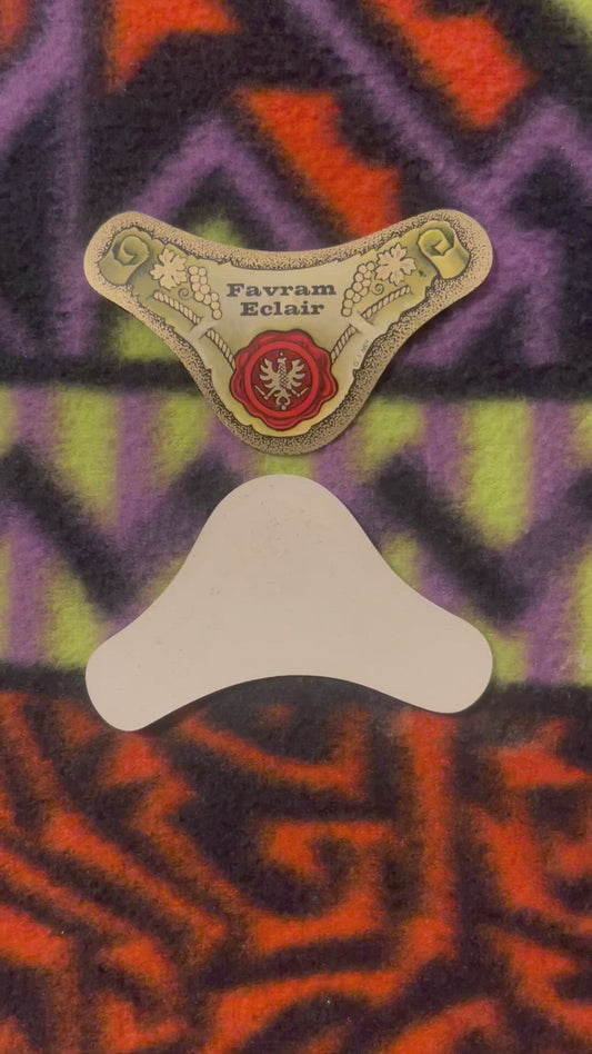 Vintage Favram Eclair 🍷 Color Litho Wine Neck Label NOS Double-Headed Eagle Wax Seal Crest