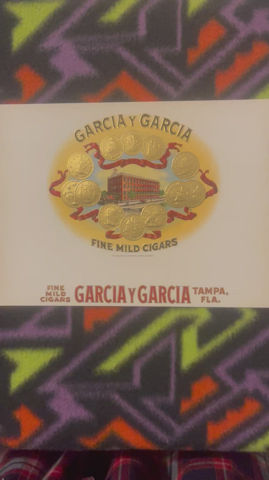 Antique 1900s Garcia Y Garcia Embossed Cigar Box Label 🚬 Tampa Factory Gold Medal Coins