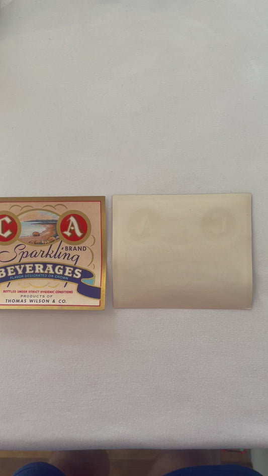 Vintage 1930s CA Brand Sparkling Beverages Label 🥤 Thomas Wilson & Co. Rockport Massachusetts NOS American Made