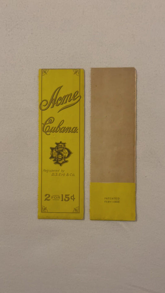 Antique Acme Cubana Cigar Bag Label 1898 D.S. Erb Co Boyertown Pennsylvania Chromolithograph NOS American Made 🚬