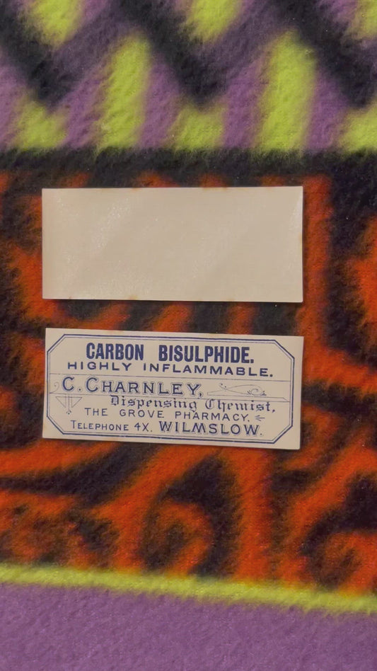 Etiqueta de bisulfuro de carbono vintage antigua muy rara, te vuelve loco 1910s - 1920s