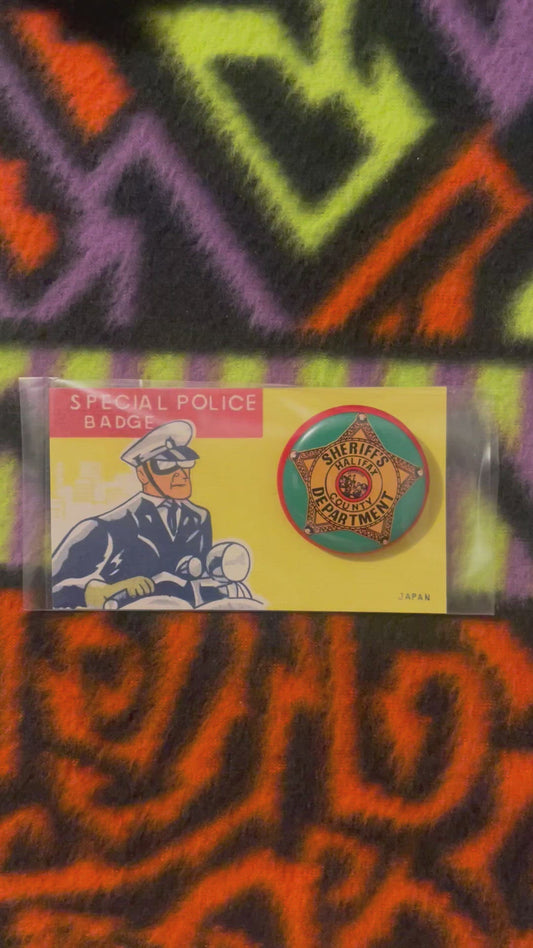 Vintage 1950s Sheriff's Halifax County Special Police Badge Pin - Japan Tin Litho Star Button, Cracker Jack Era Novelty Toy Badge 🚔